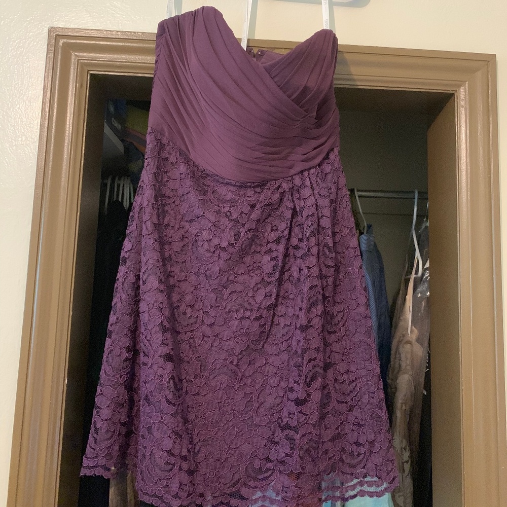 David's Bridal Plum Short Dress- Size 8